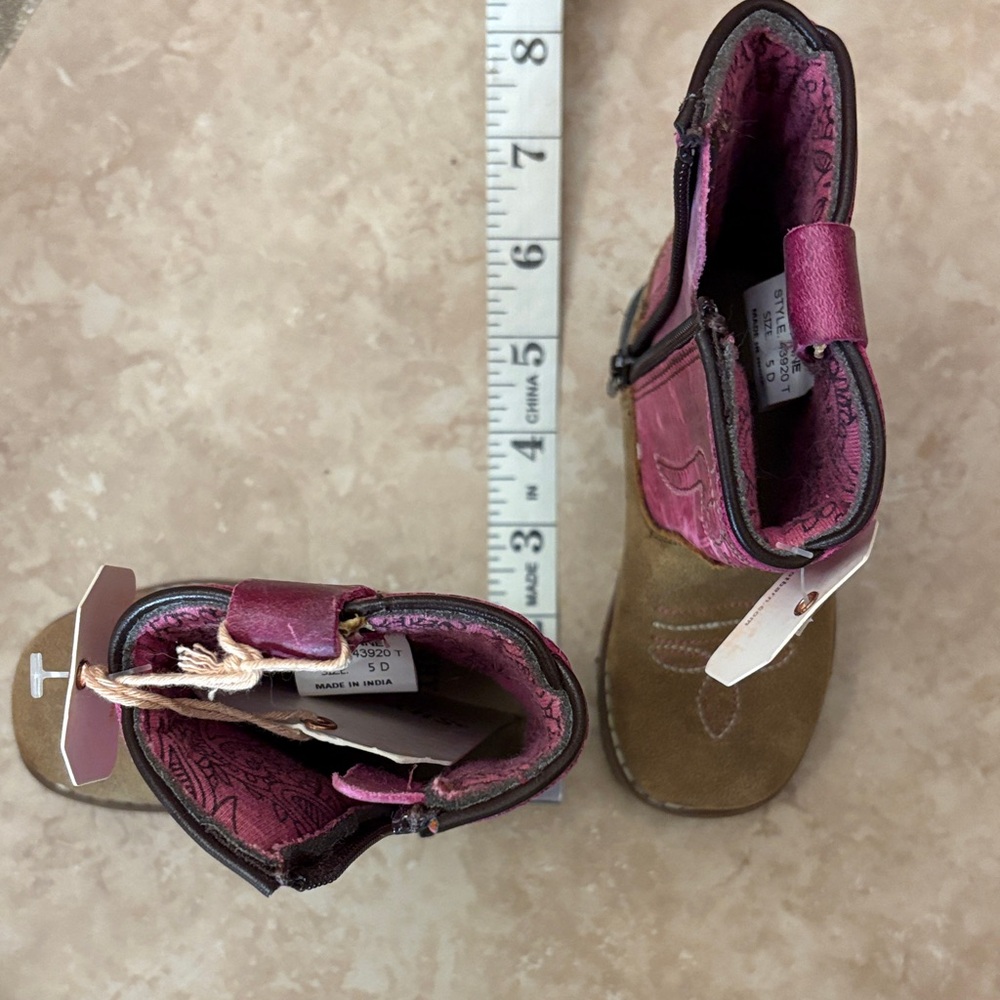 Shyanne Kids' Fuchsia and Tan Western Cowboy Boots - Picture 9 of 11